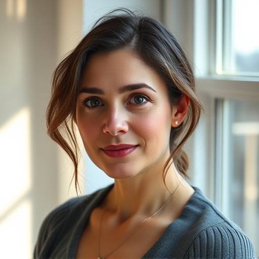 A portrait of a woman using natural window light in a Seattle studio